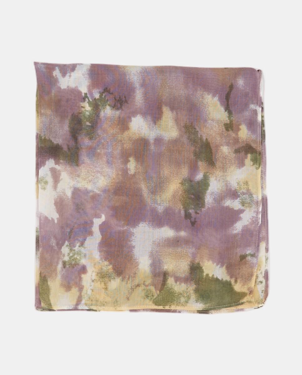 Bandana de Modal e Seda com Estampado Abstrato Amarelo-1