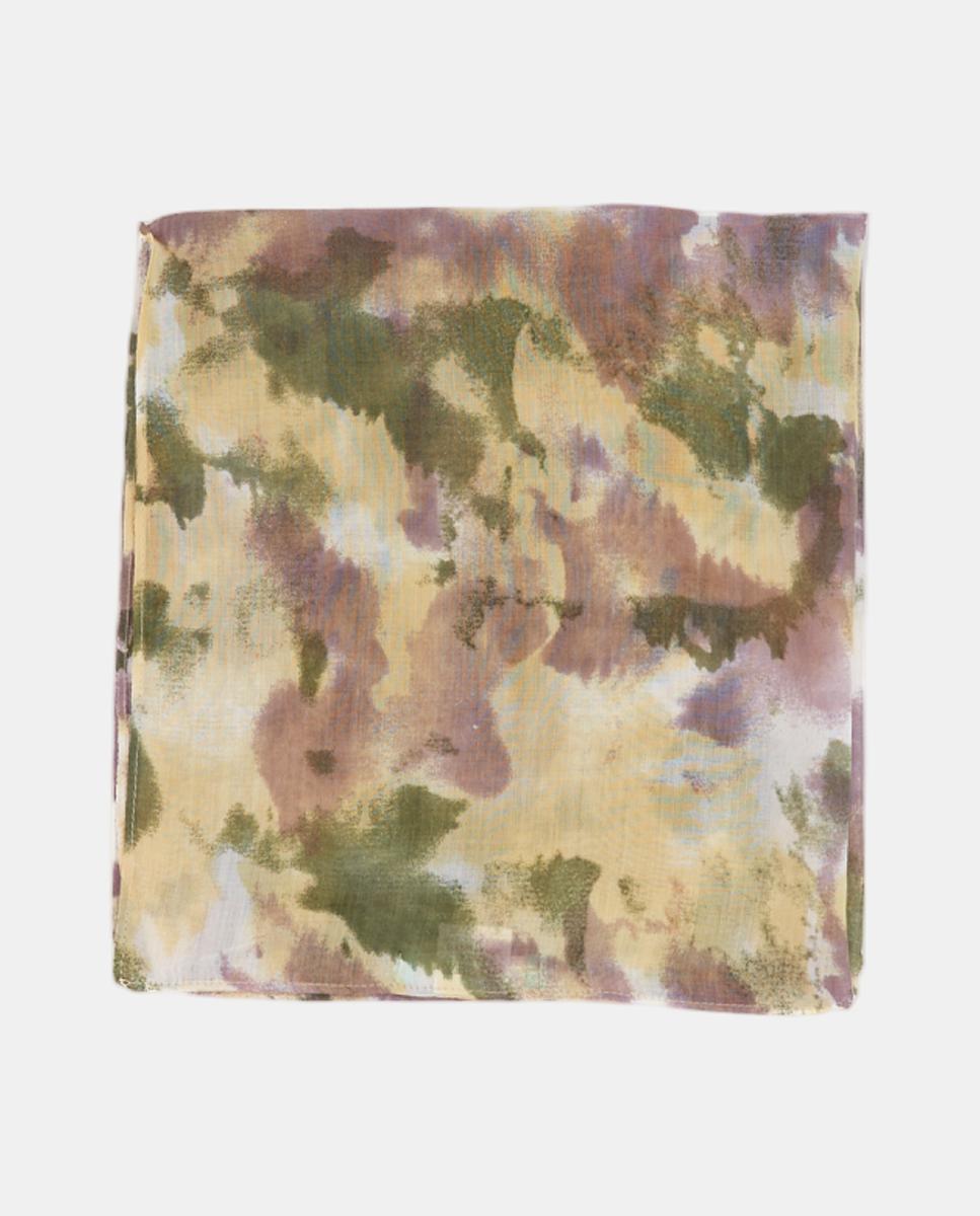 Bandana de Modal e Seda com Estampado Abstrato Amarelo-2