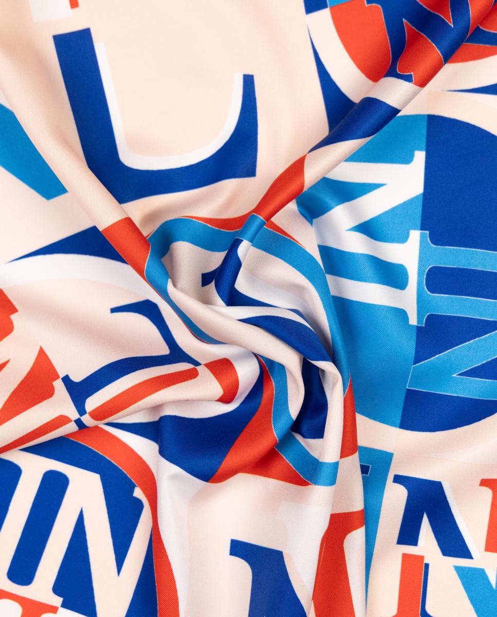 Lenço em Formato Bandana com Estampado de Logótipos NL Azul-2