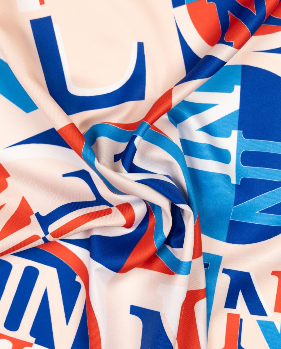 Lenço em Formato Bandana com Estampado de Logótipos NL Azul-2