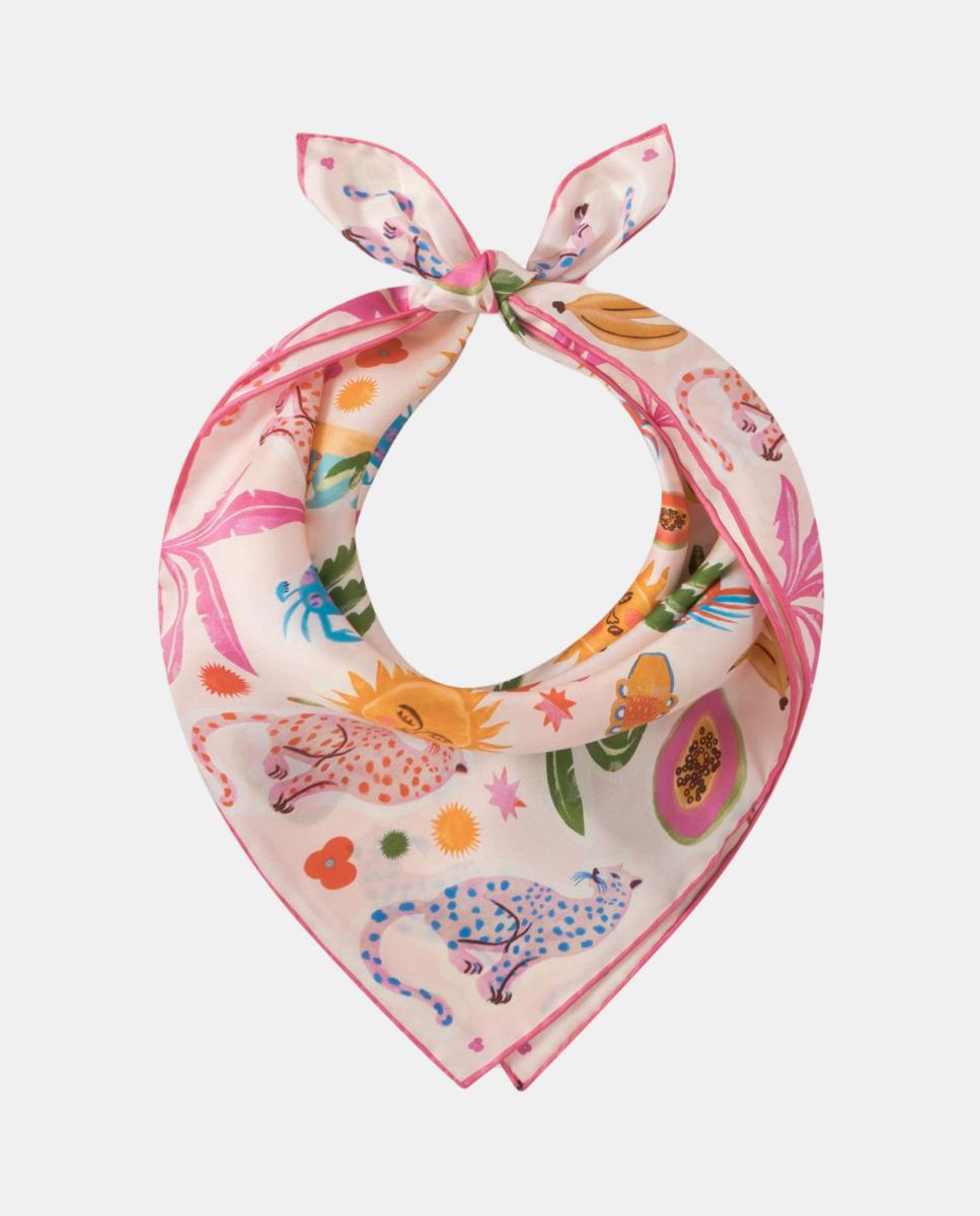 Lenço de Pescoço Premium de Seda Pura Rosa-2