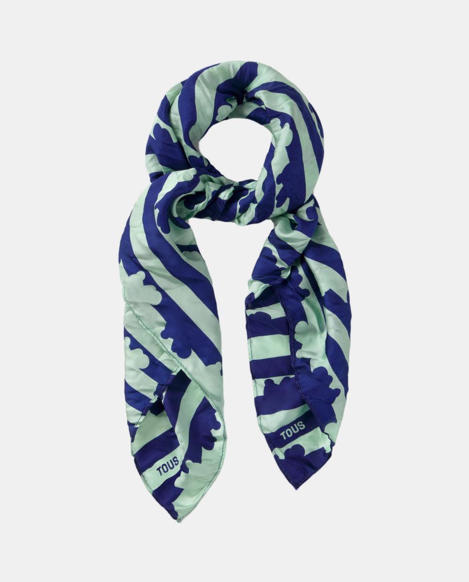 Pañuelo Tous Bear Stripes de seda - Azul Azul-1