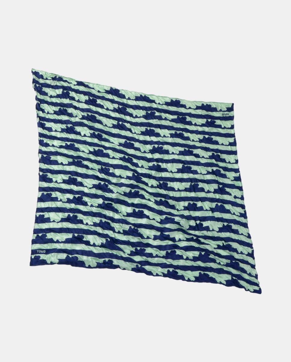 Pañuelo Tous Bear Stripes de seda - Azul Azul-2