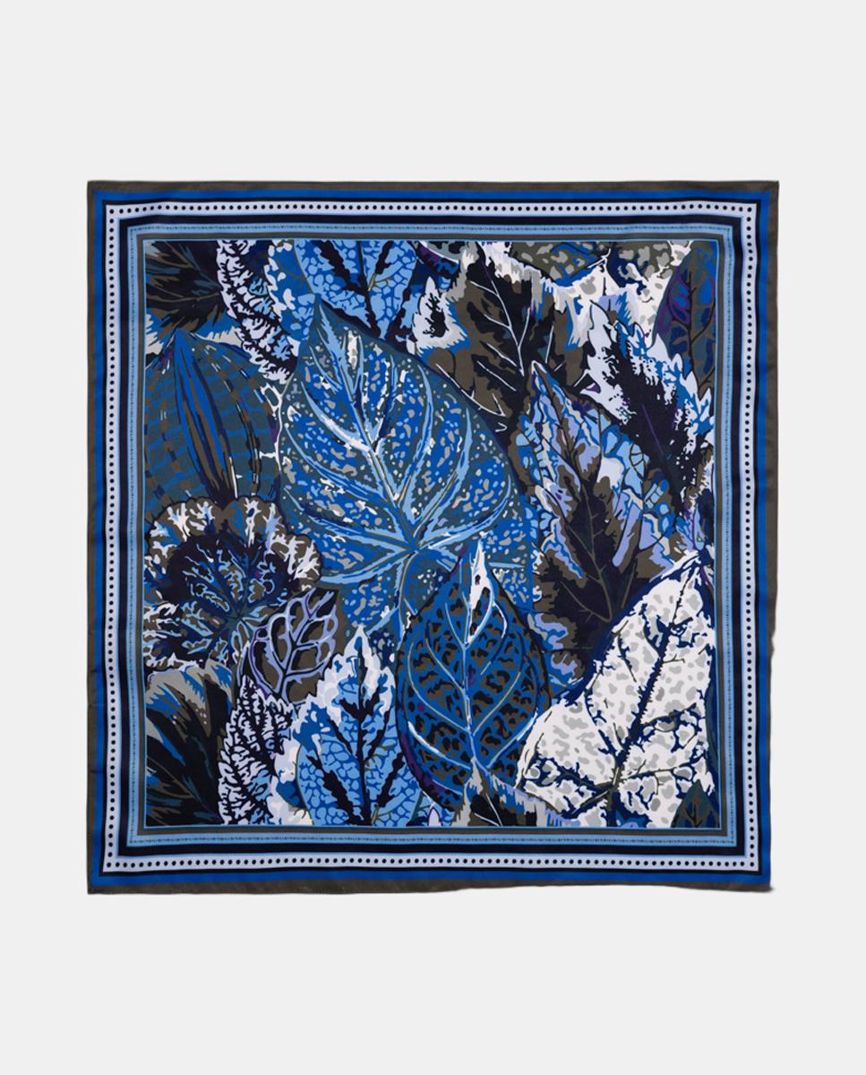 Imagen 0 de Pañuelo en formato bandana con estampado de maxi hojas Azul