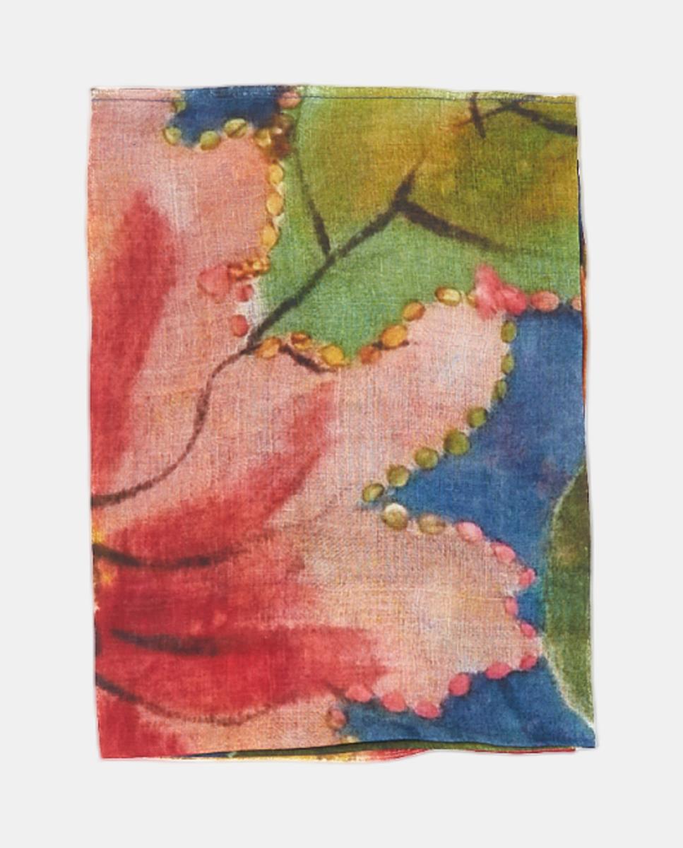 Bandana de seda com estampado floral Verde-2