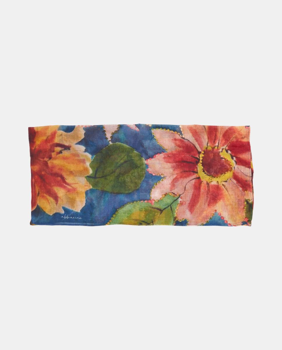 Bandana de seda com estampado floral Verde-3