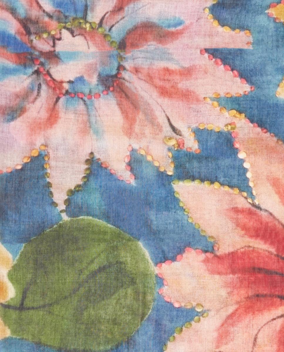 Bandana de seda com estampado floral Verde-4