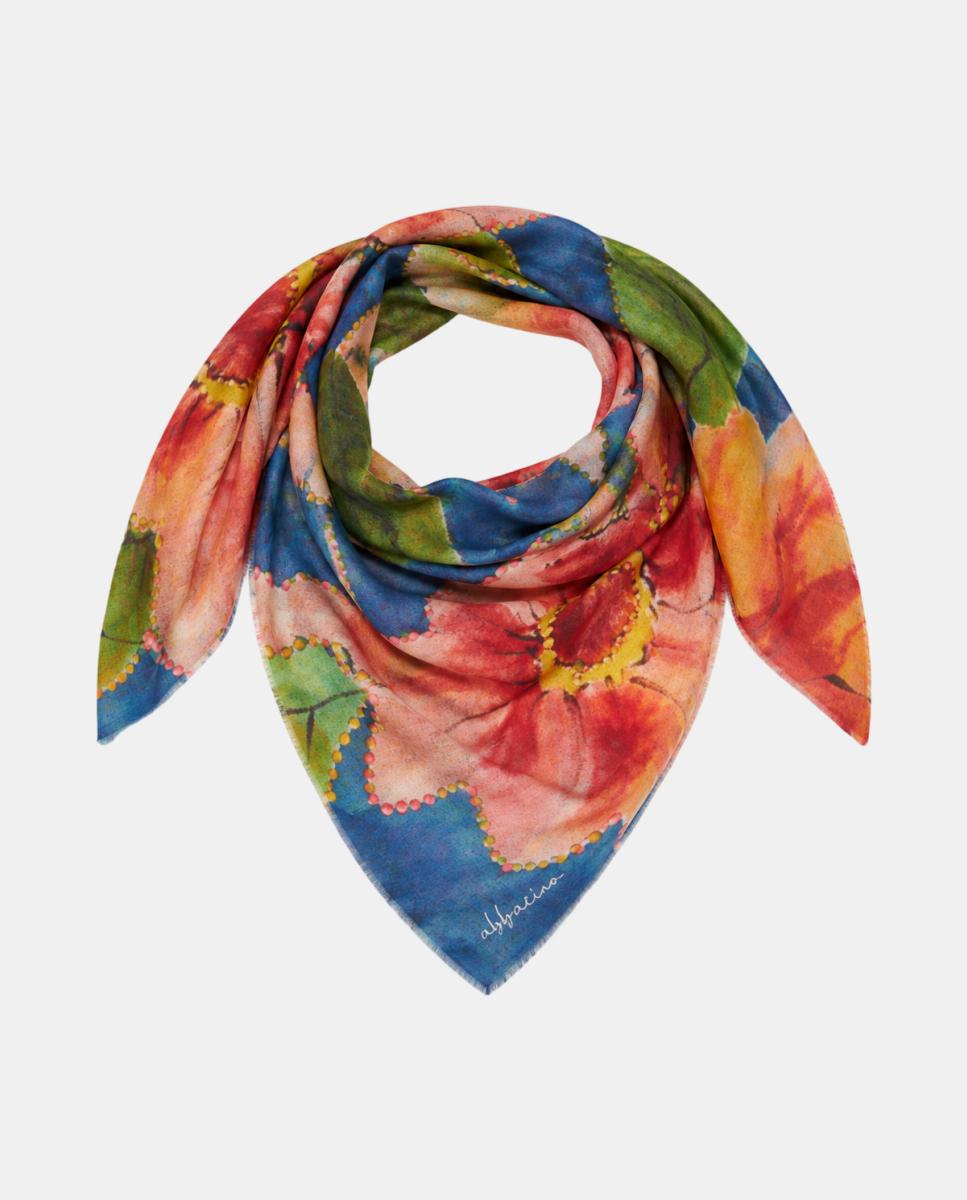 Bandana de seda com estampado floral Verde-5