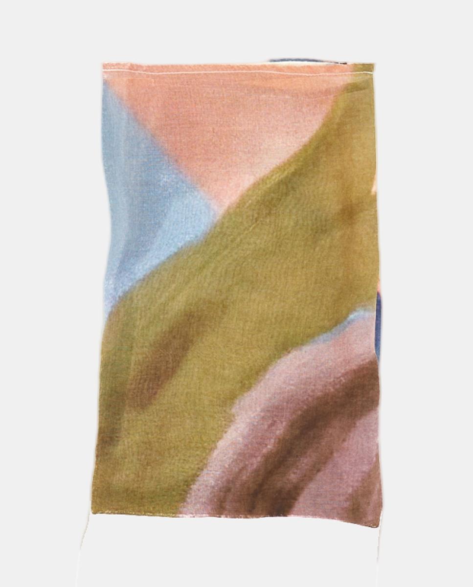 Bandana de Seda com Estampado Abstrato Verde-2
