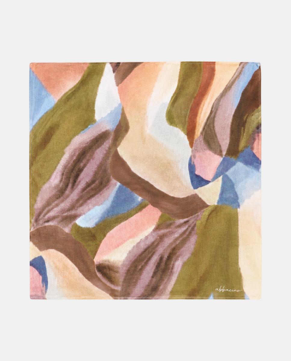 Bandana de Seda com Estampado Abstrato Verde-5
