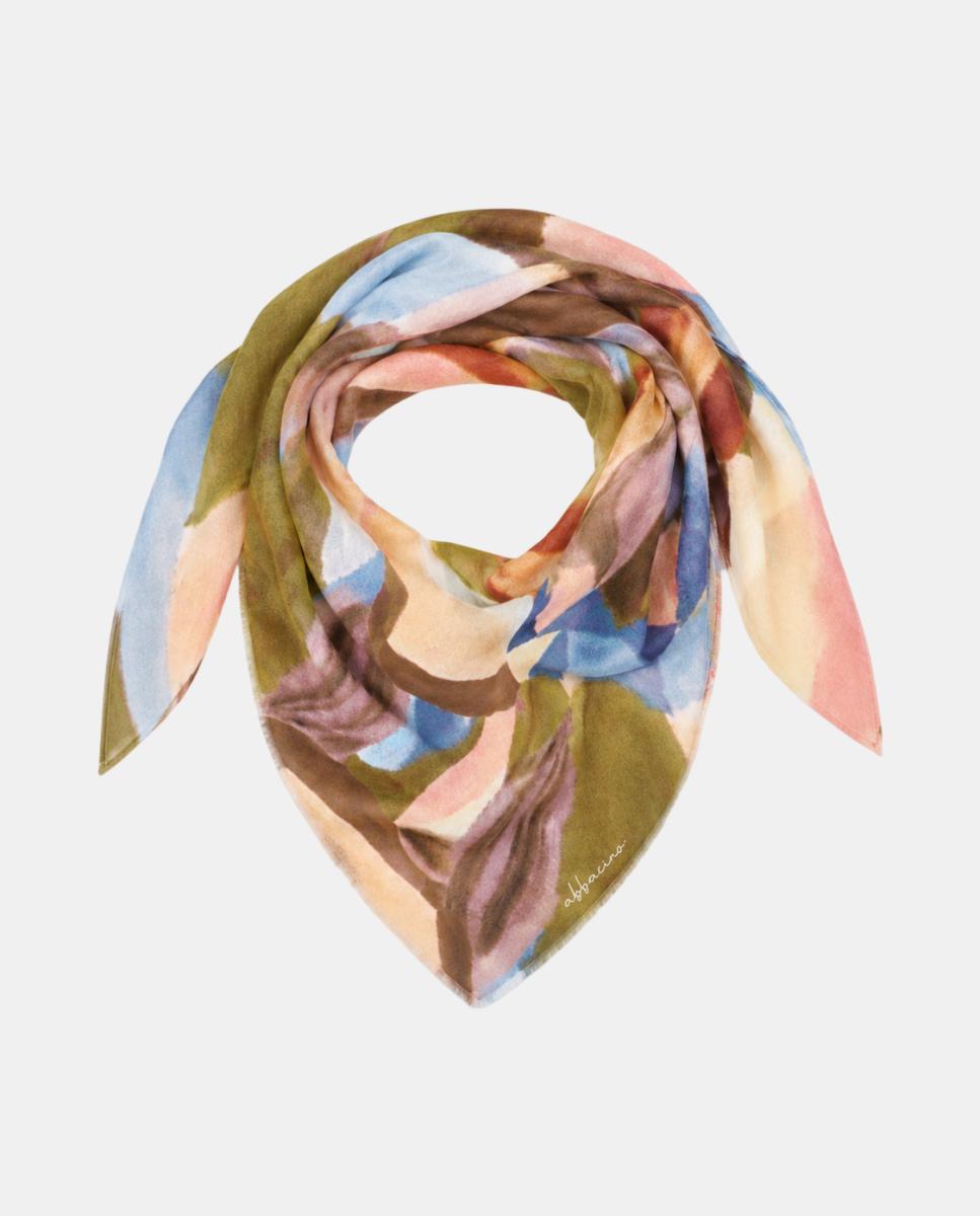 Bandana de Seda com Estampado Abstrato Verde-6