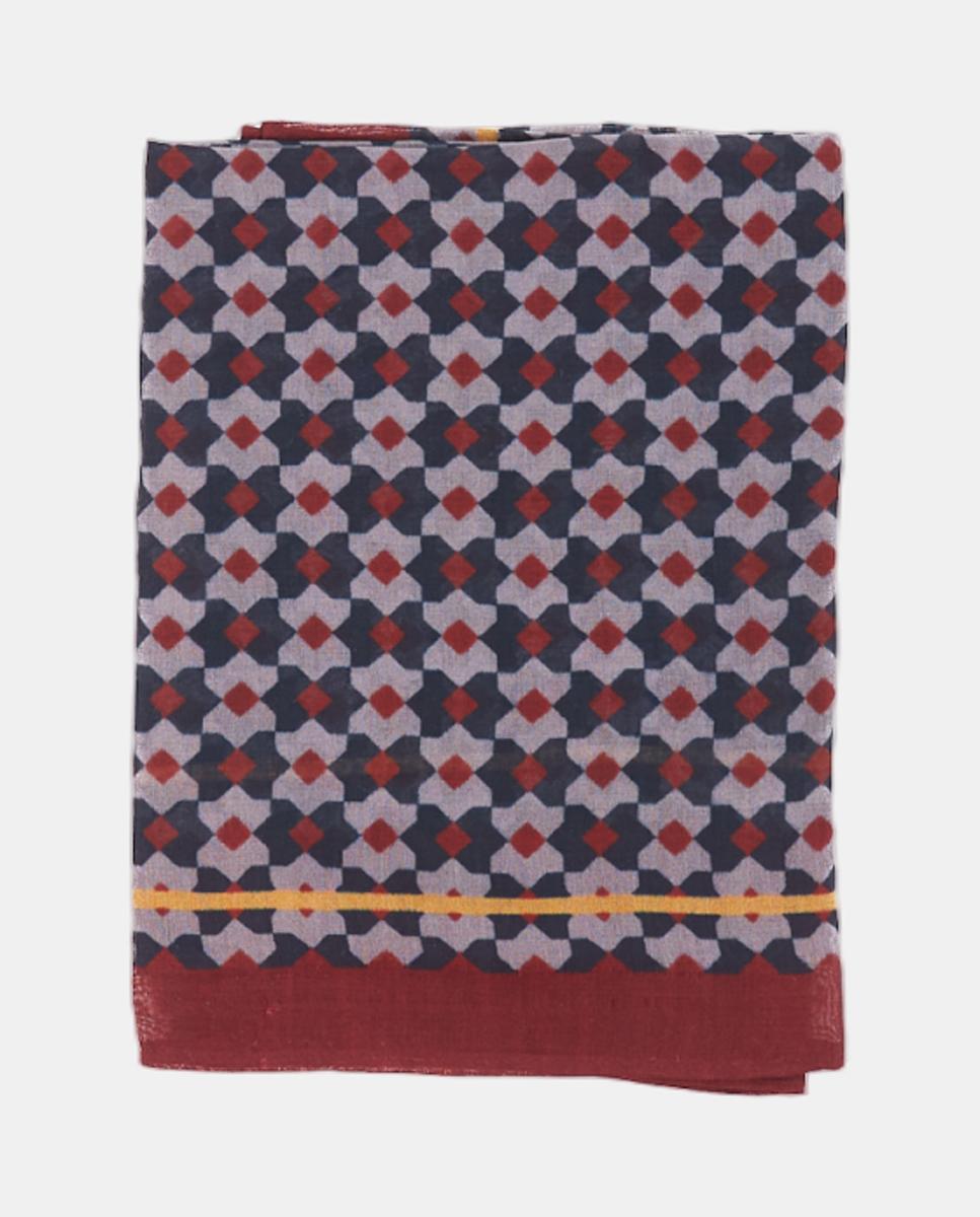 Bandana de seda com estampado geométrico Vermelho-2