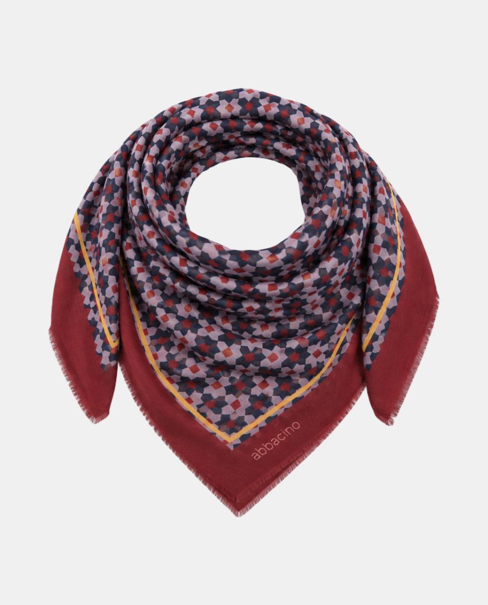Bandana de seda com estampado geométrico Vermelho-5
