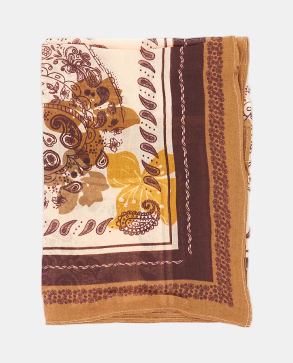 Bandana de Seda com Estampado Paisley Amarelo-2