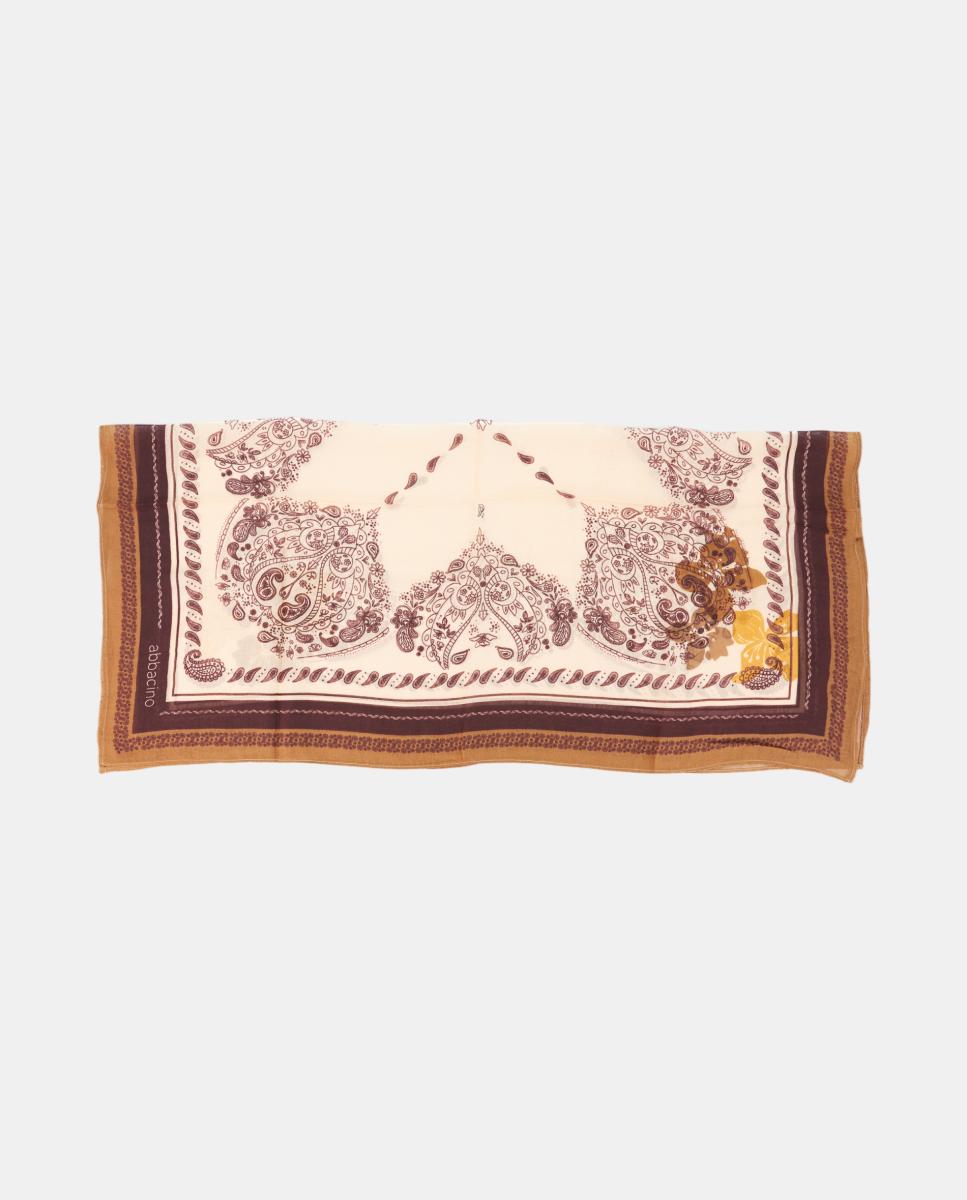 Bandana de Seda com Estampado Paisley Amarelo-3