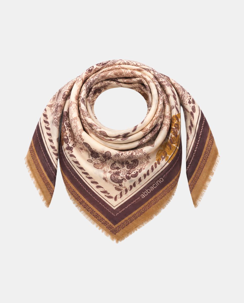 Bandana de Seda com Estampado Paisley Amarelo-5