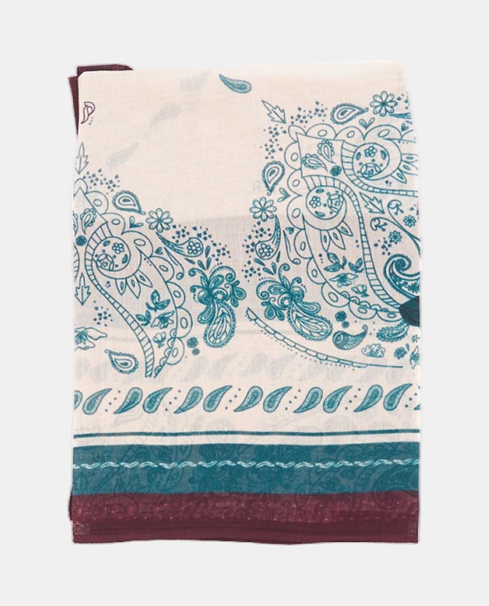 Bandana de Seda com Estampado Paisley Vermelho-2