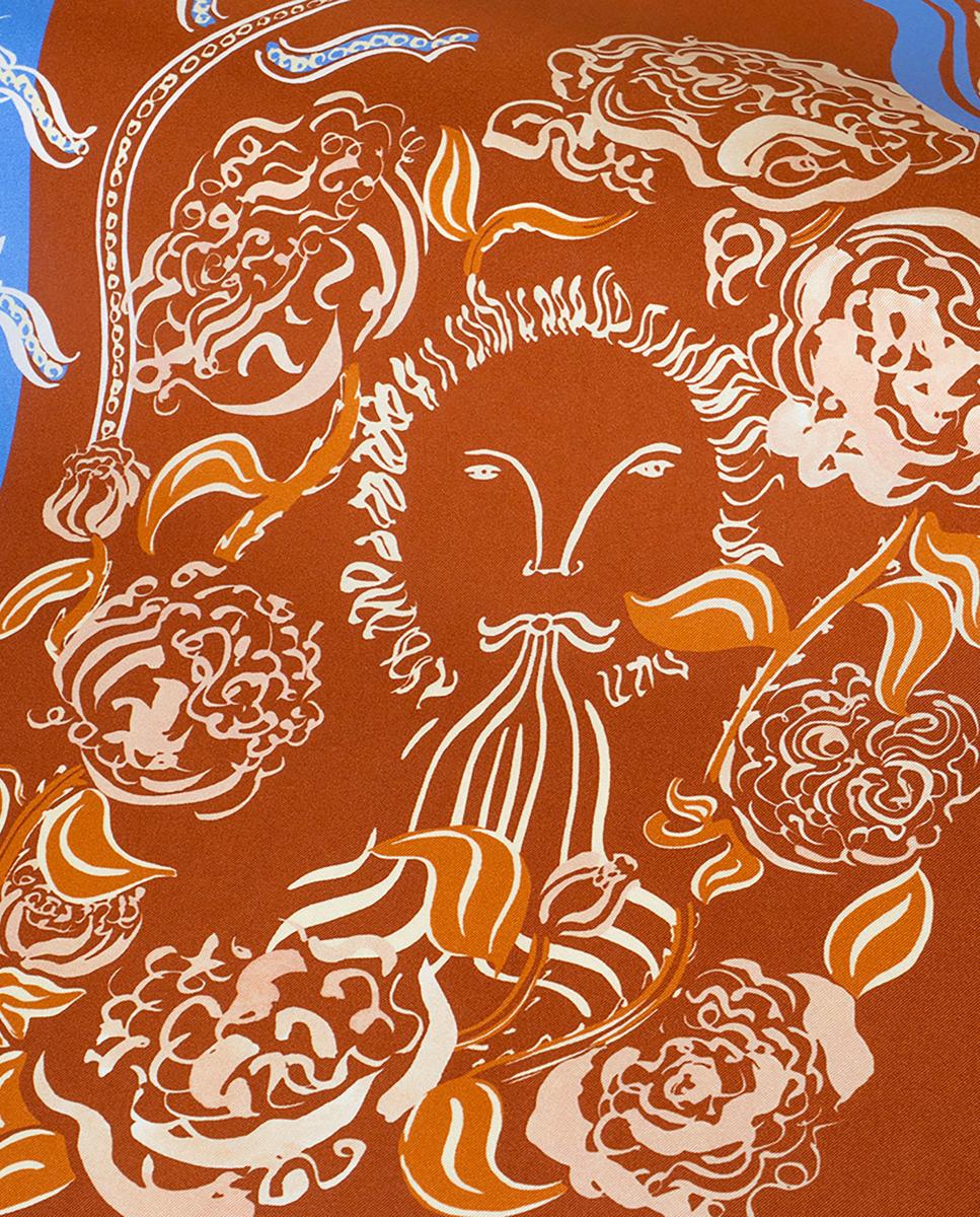 Lenço Bandana de Seda Castanho-3