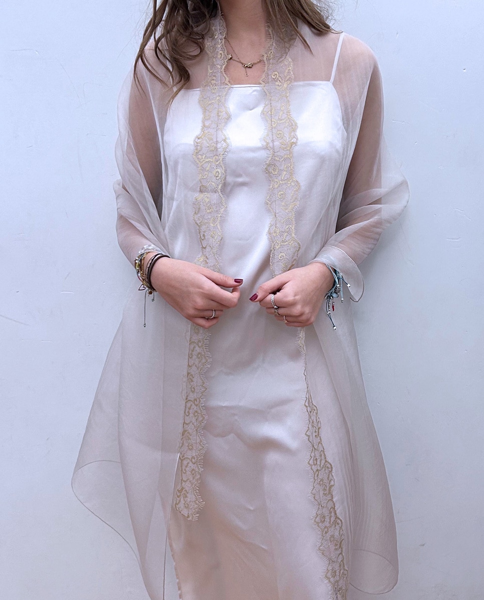 Écharpe em Organza de Seda Prata-1