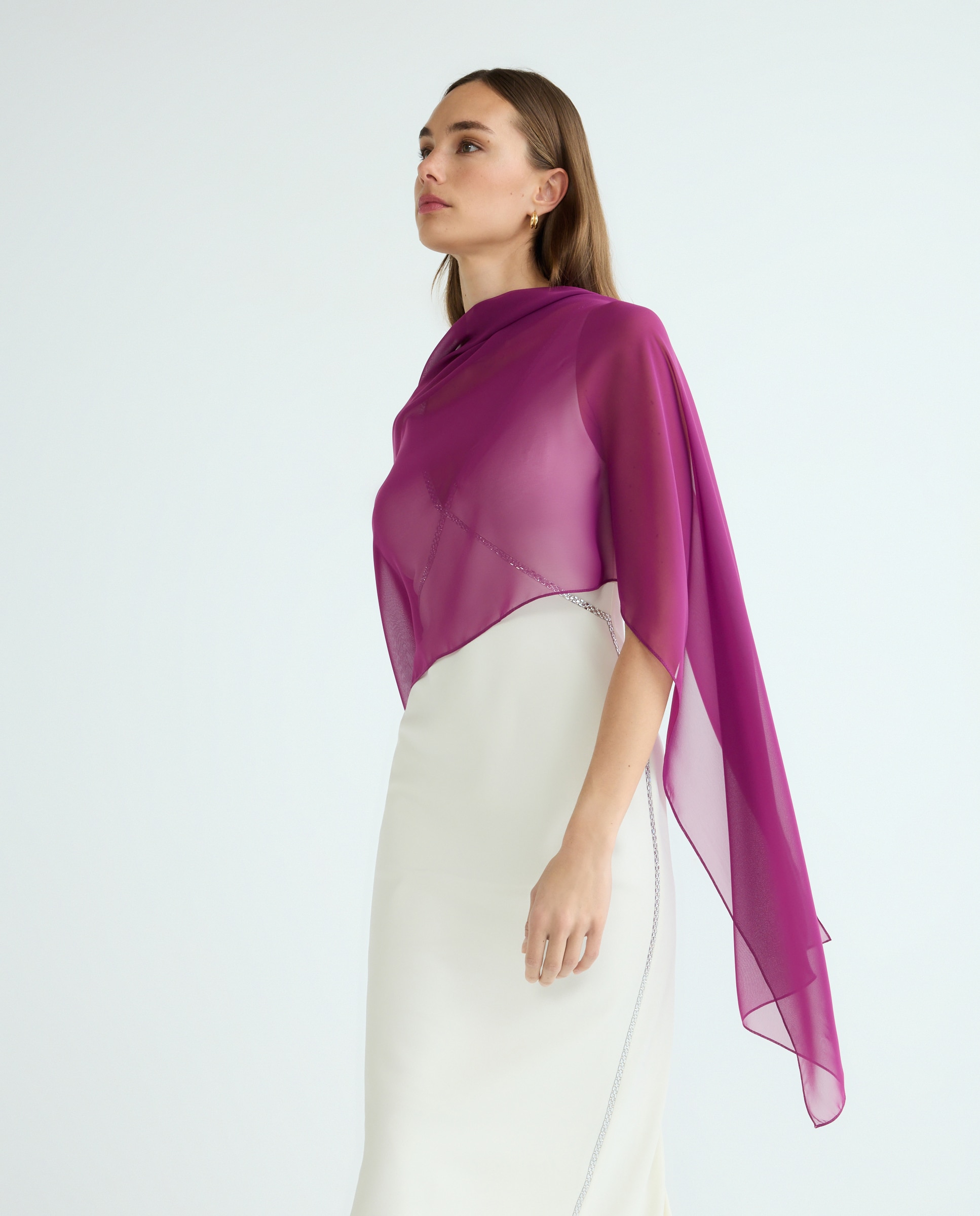 Écharpe de Festa em Chiffon Fúcsia-2