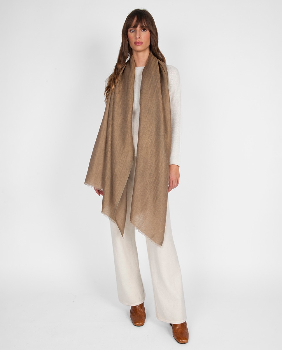 Écharpe Retangular em Lã e Seda Ouro-2