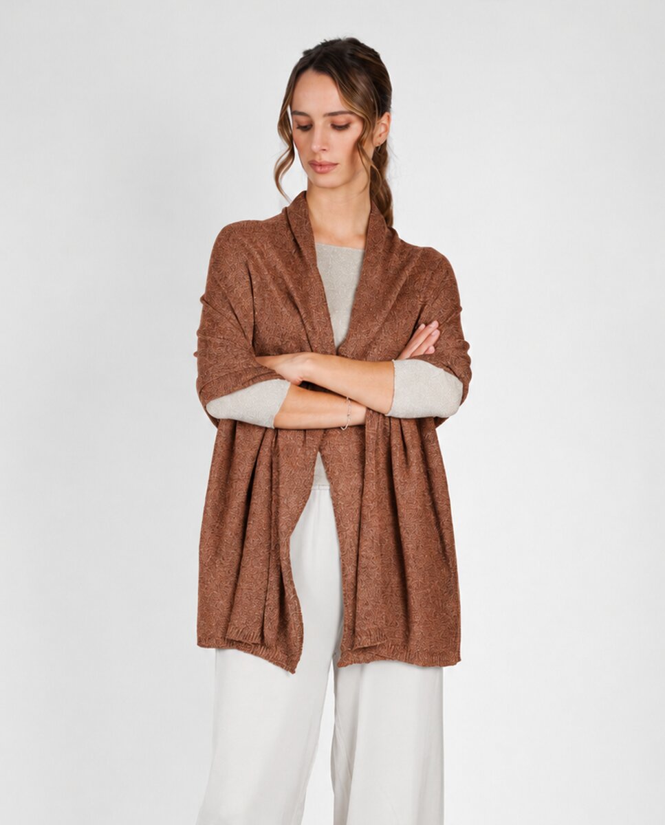 Echarpe en tricot de viscosa y lurex de Gaynor Bongard - Marrón Marrón-2