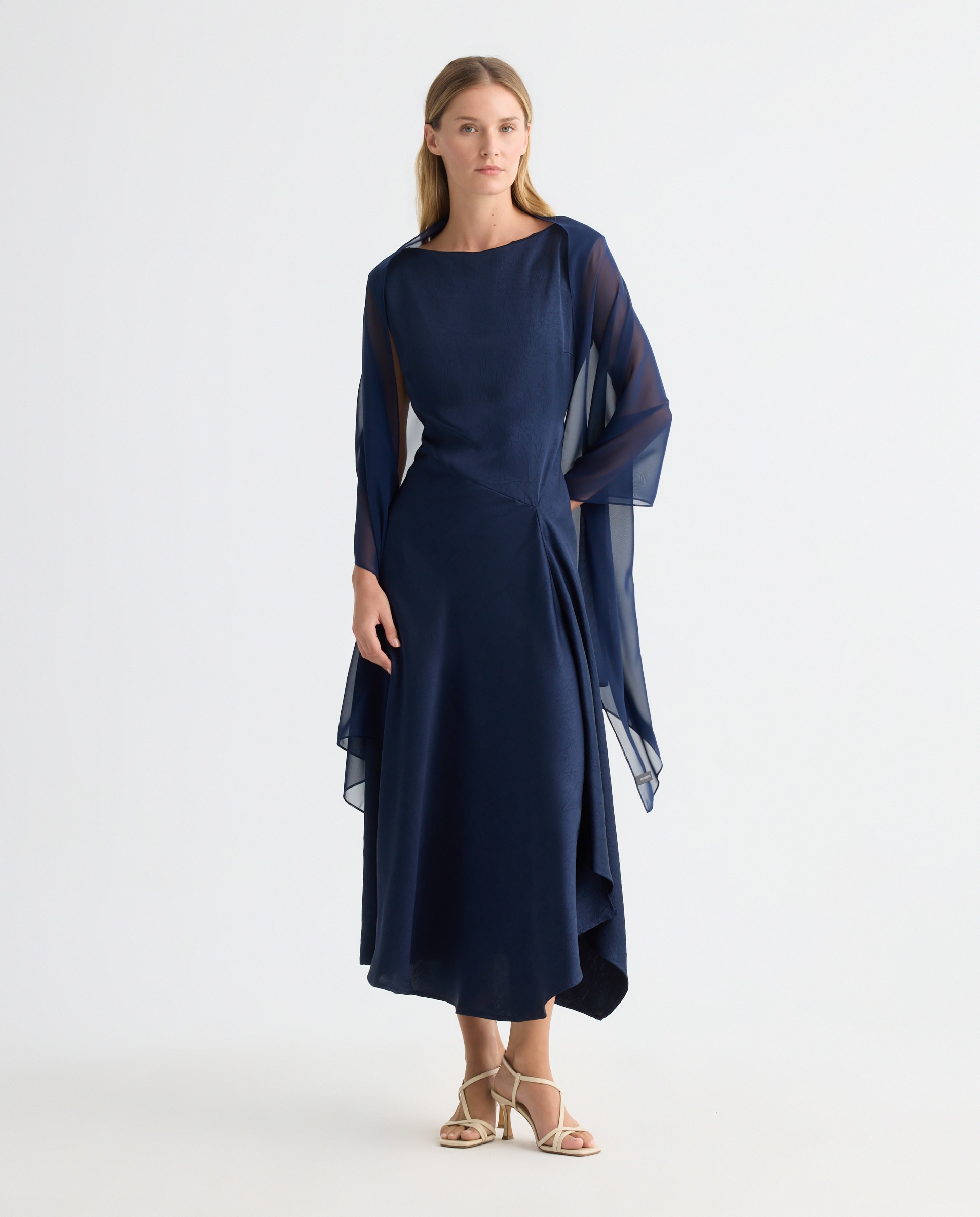 Écharpe de Festa em Chiffon e Poliéster Azul-marinho-2
