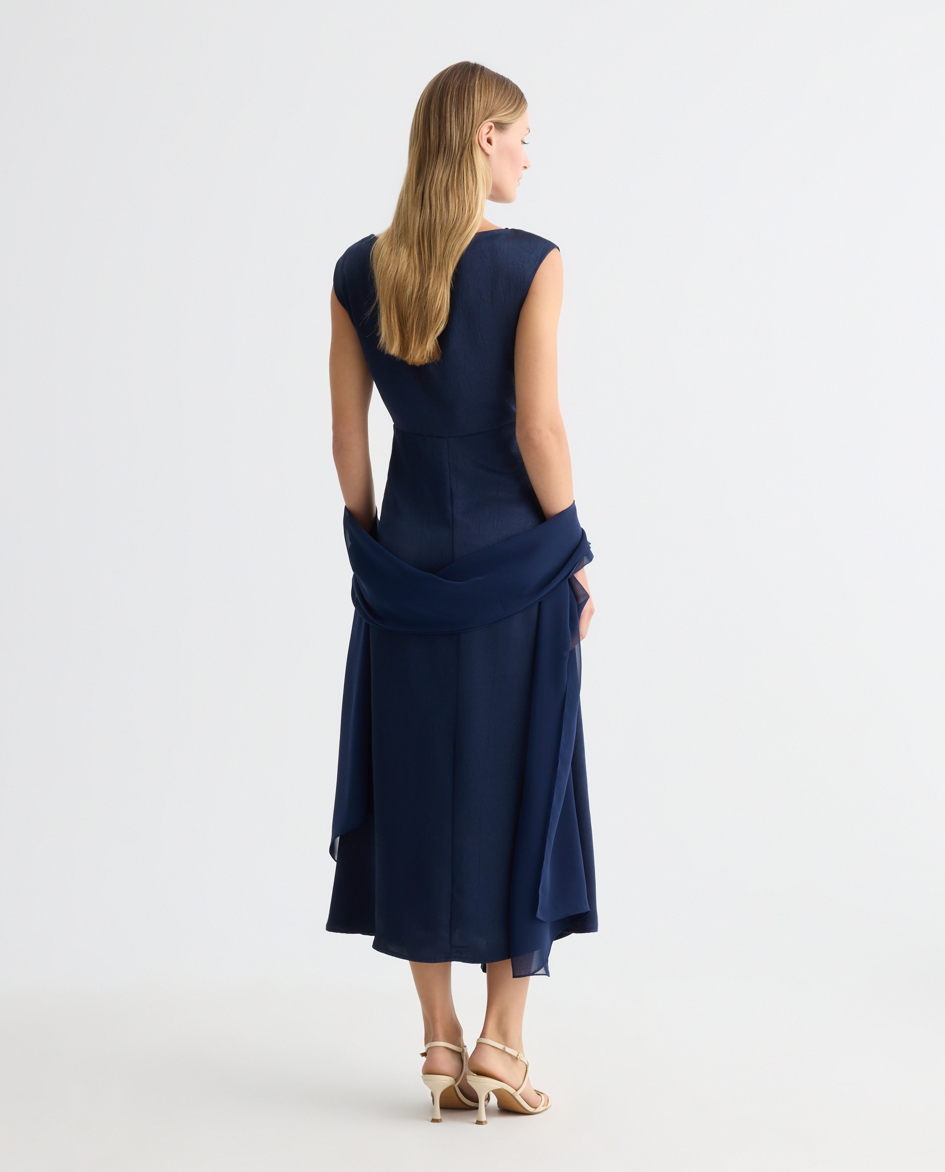 Écharpe de Festa em Chiffon e Poliéster Azul-marinho-3