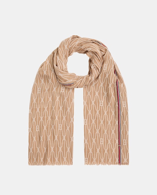 Imagen 0 de Fular en color marrón con estampado de banderas