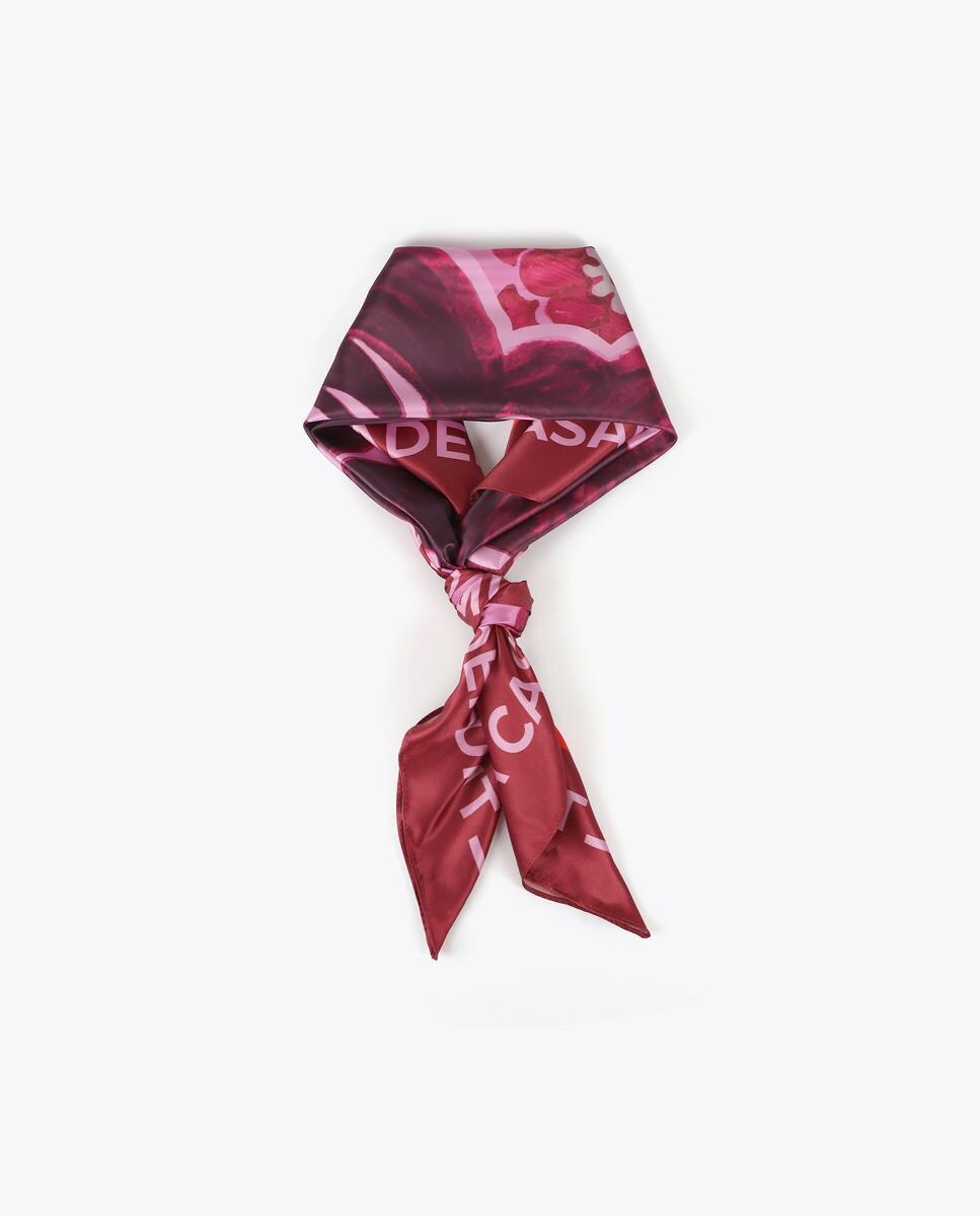 Lenço com Estampado Floral - Rosa/Vermelho Fúcsia-4