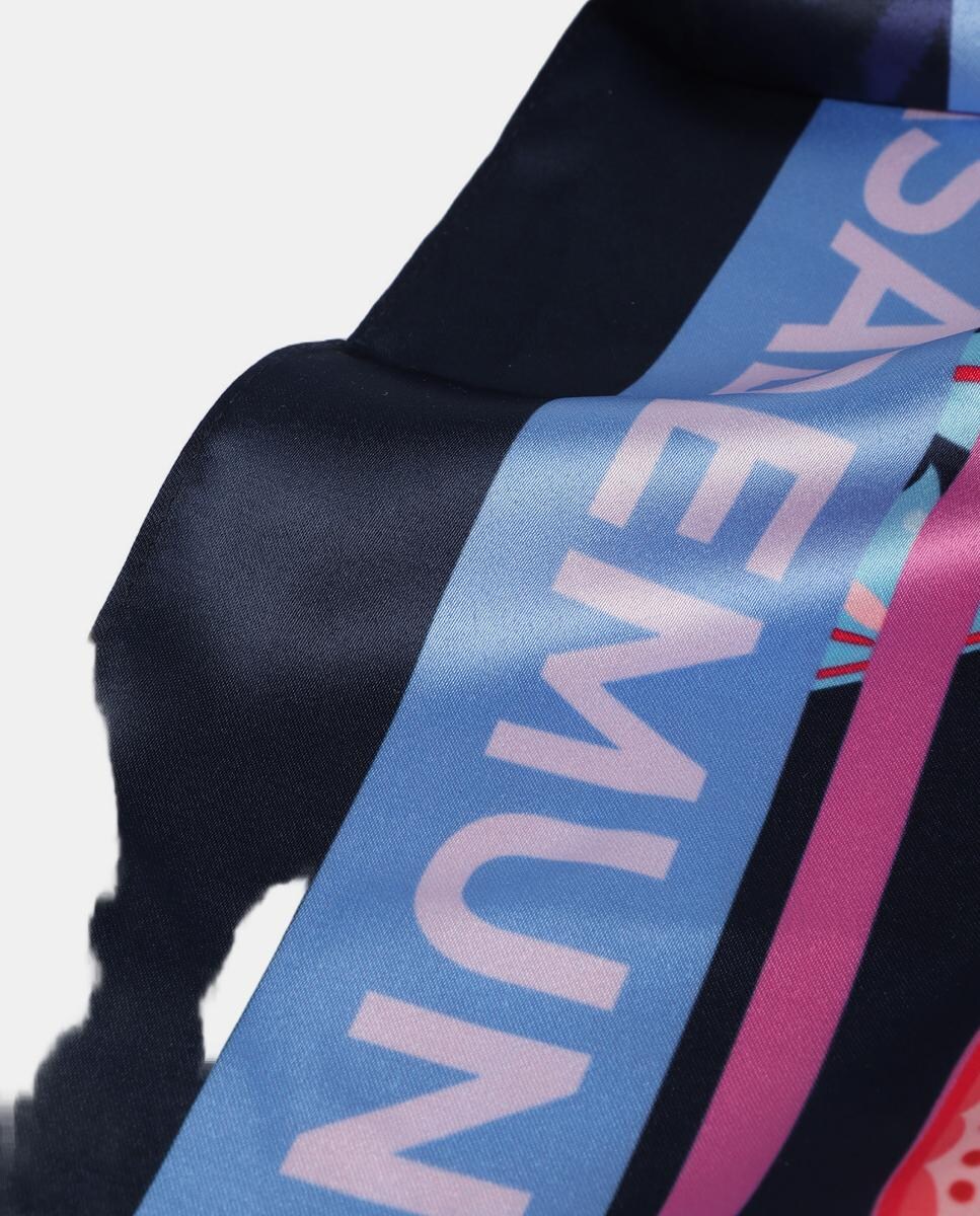 Lenço com Estampado Paisley - Azul/Lilás Azul-2