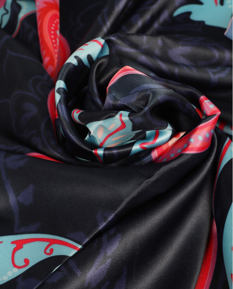 Lenço com Estampado Paisley - Azul/Lilás Azul-6