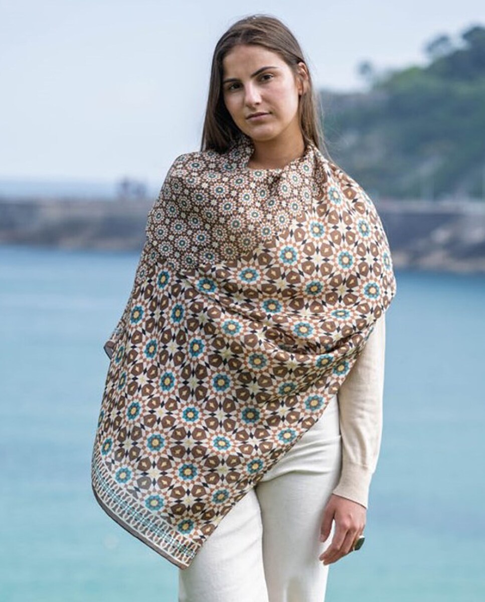 Écharpe de Seda Castanho-5