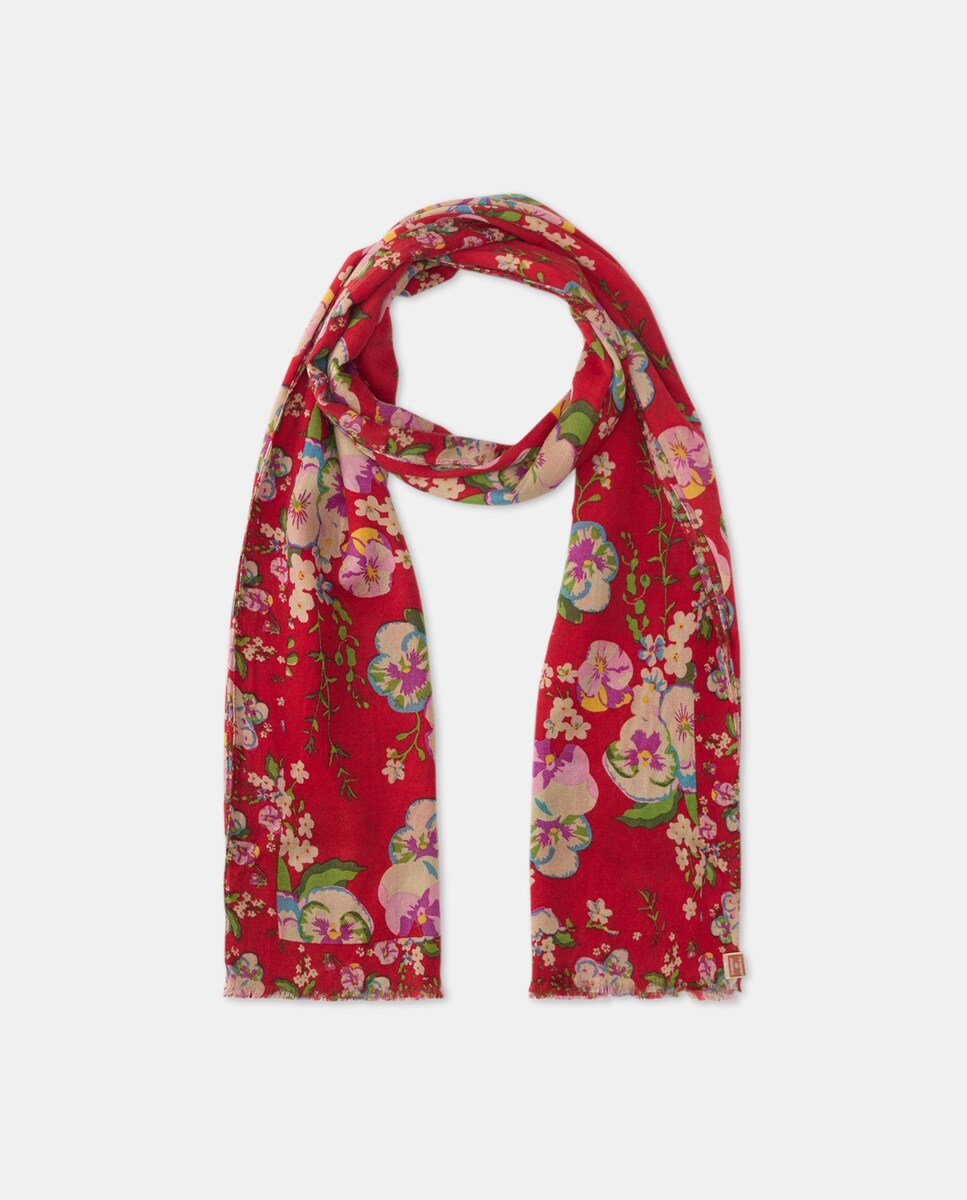 Cachecol de Lã e Seda Vermelho-2