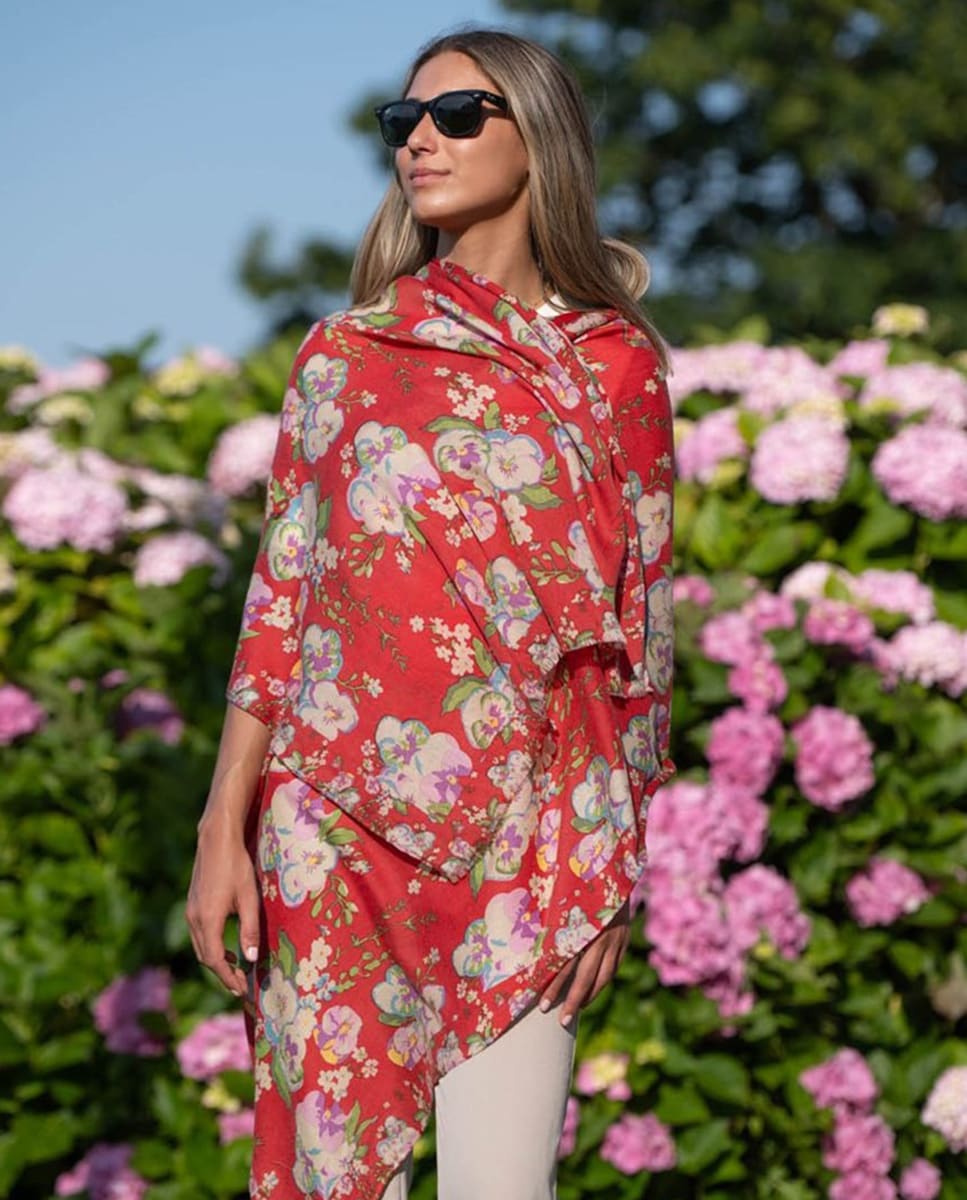 Cachecol de Lã e Seda Vermelho-5