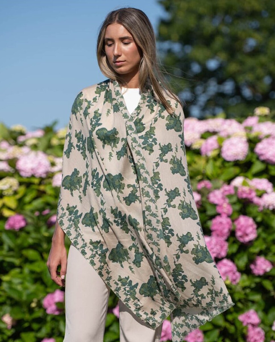 Cachecol de Lã e Seda Verde-5