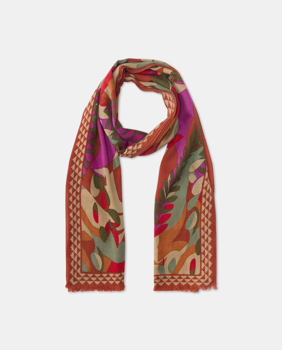 Cachecol de Lã e Seda Laranja-2