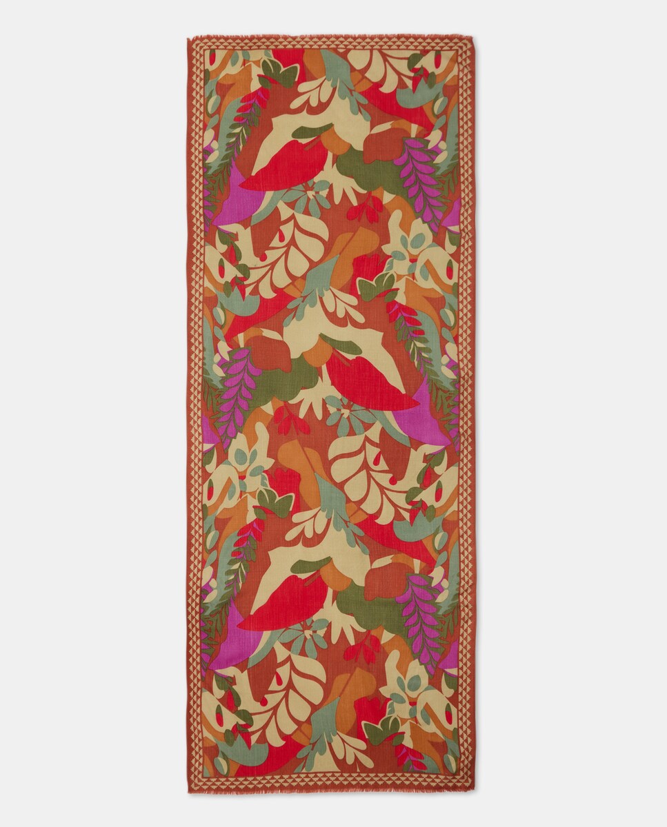 Cachecol de Lã e Seda Laranja-3