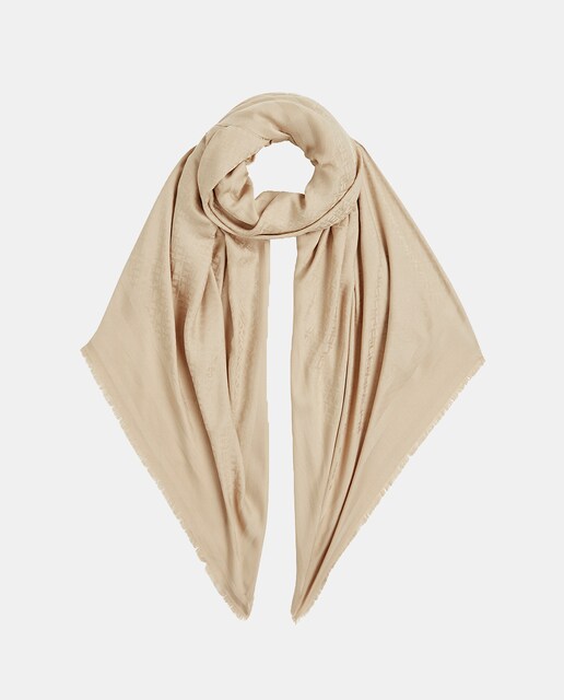 Imagen 0 de Fular de modal en color crema con estampado monogram