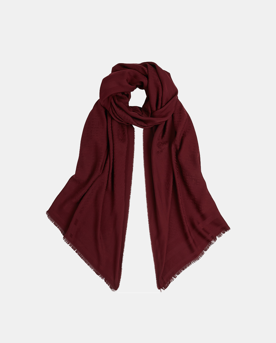 Imagen 0 de Fular de modal en color burdeos con estampado monogram