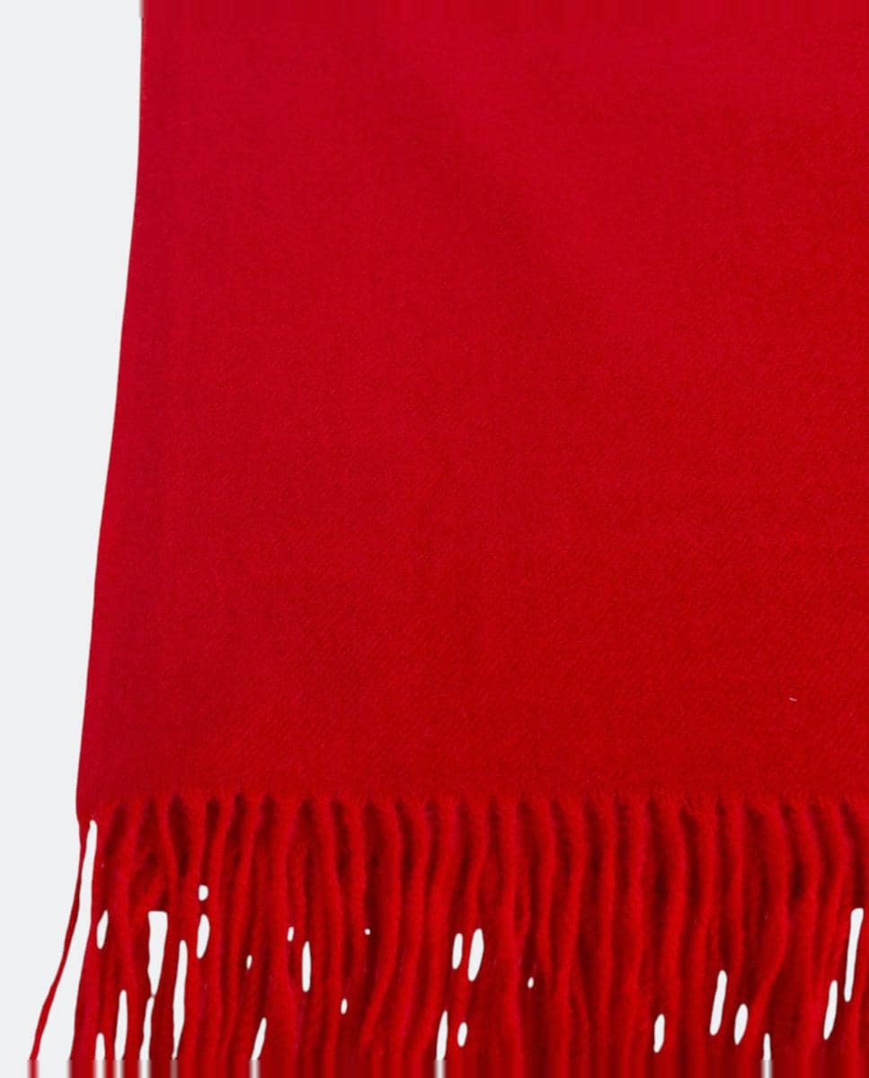 Cachecol Retangular Liso Tecido com Franjas, Cachecol Ligeiro e Moderno de Poliéster Vermelho-3