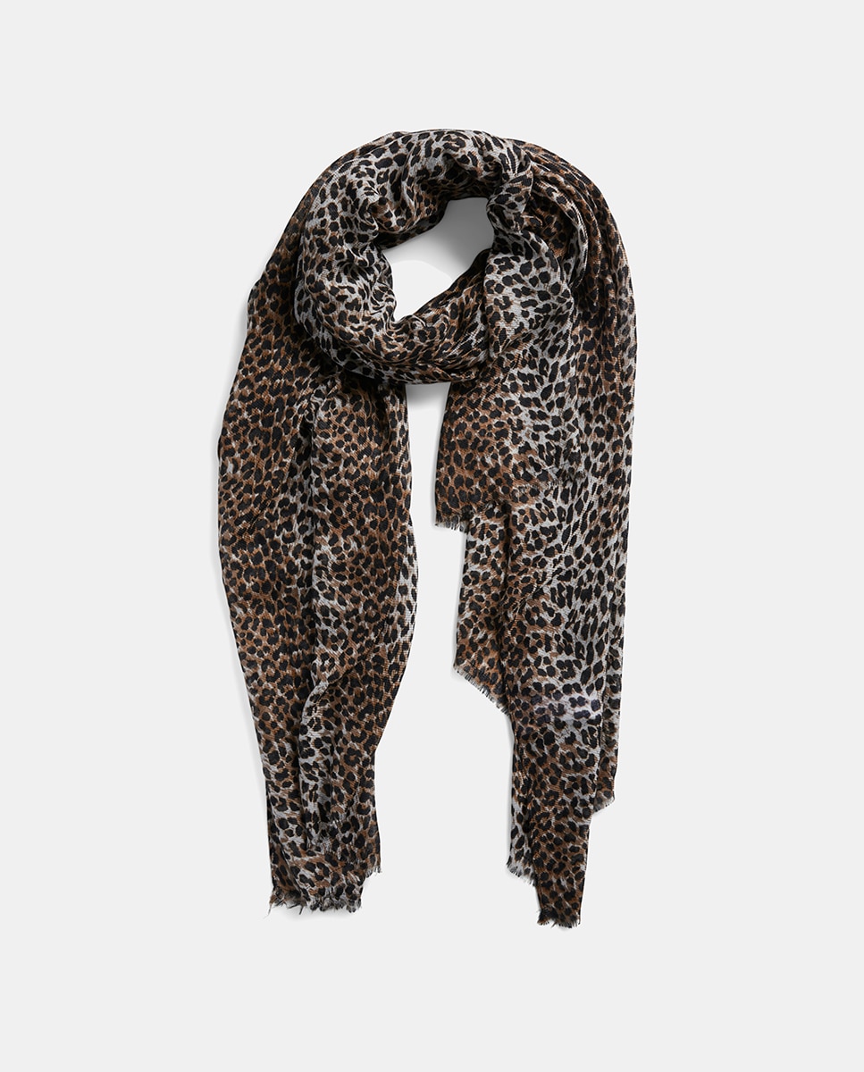 Lenço com Animal Print de Leopardo Preto-1