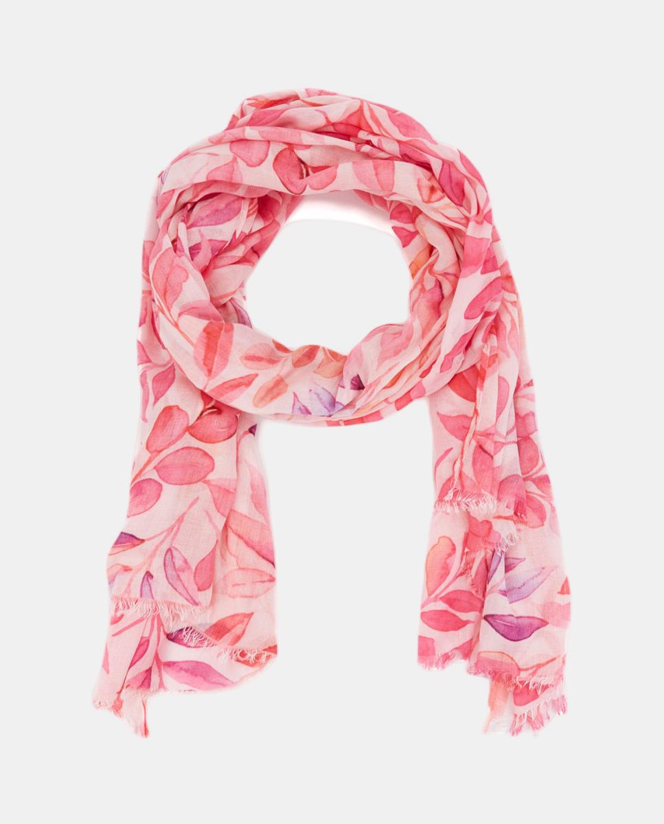 Lenço de Viscose com Estampado Floral Fúcsia-2