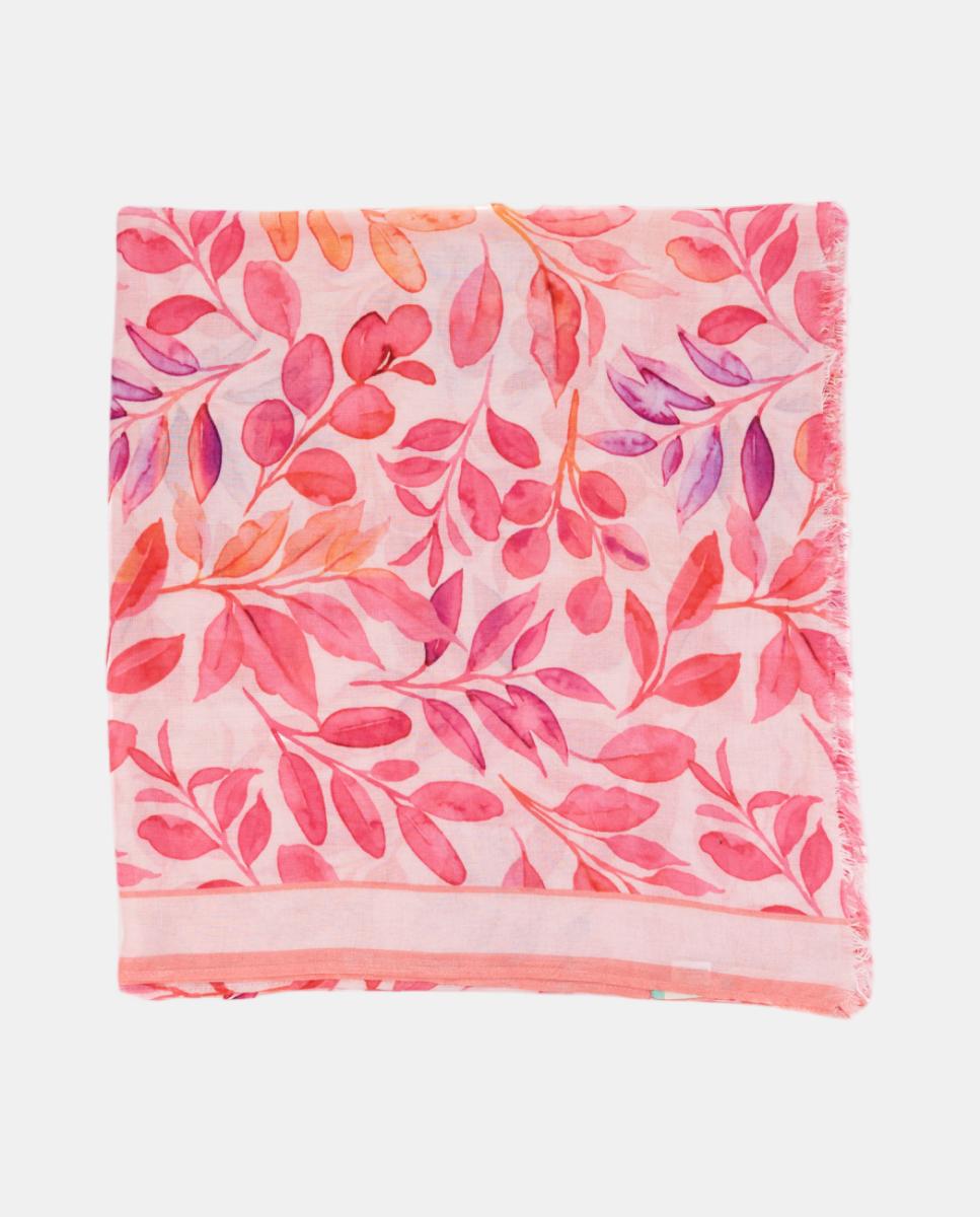 Lenço de Viscose com Estampado Floral Fúcsia-5