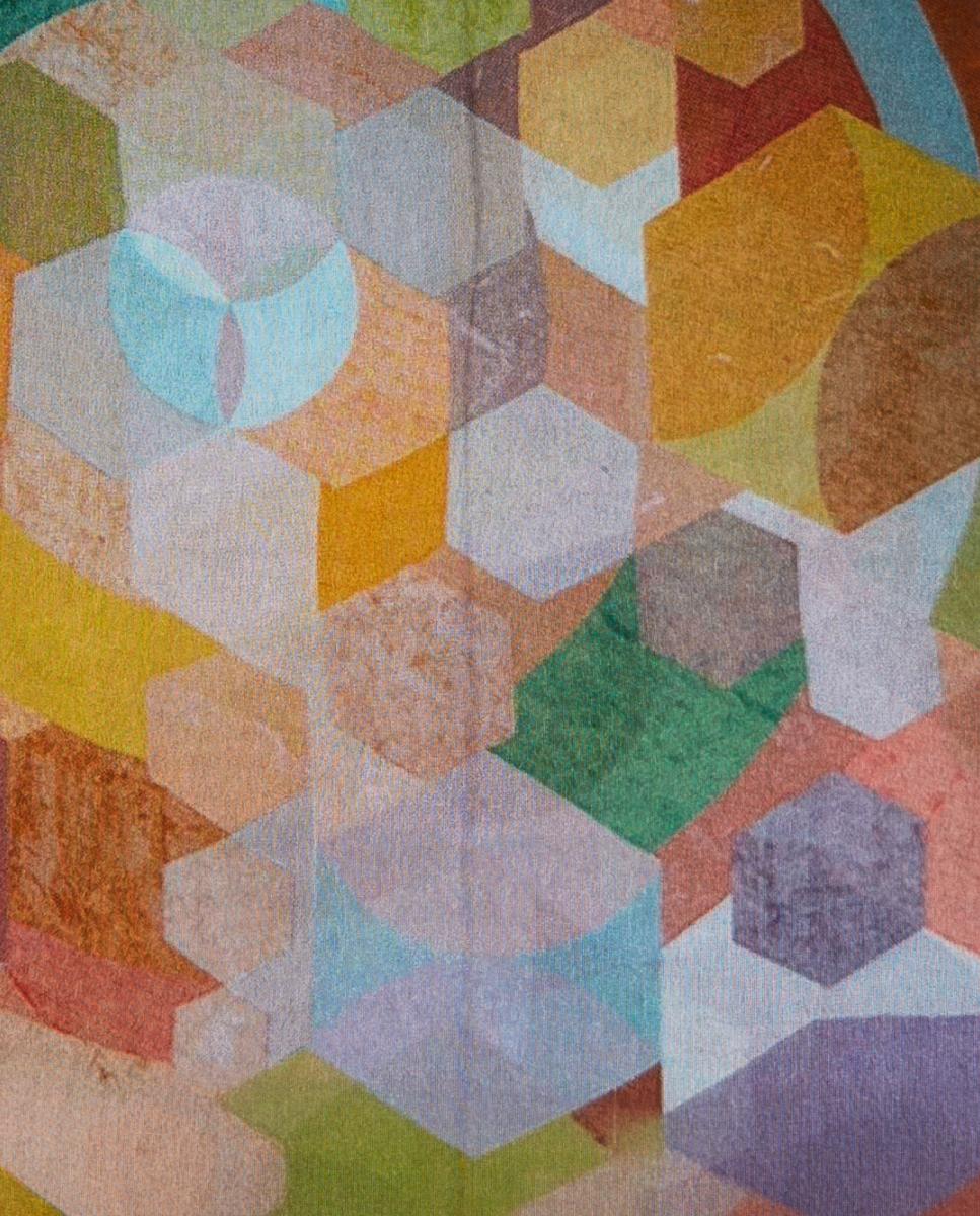 Lenço de Viscose com Estampado Geométrico Amarelo-4
