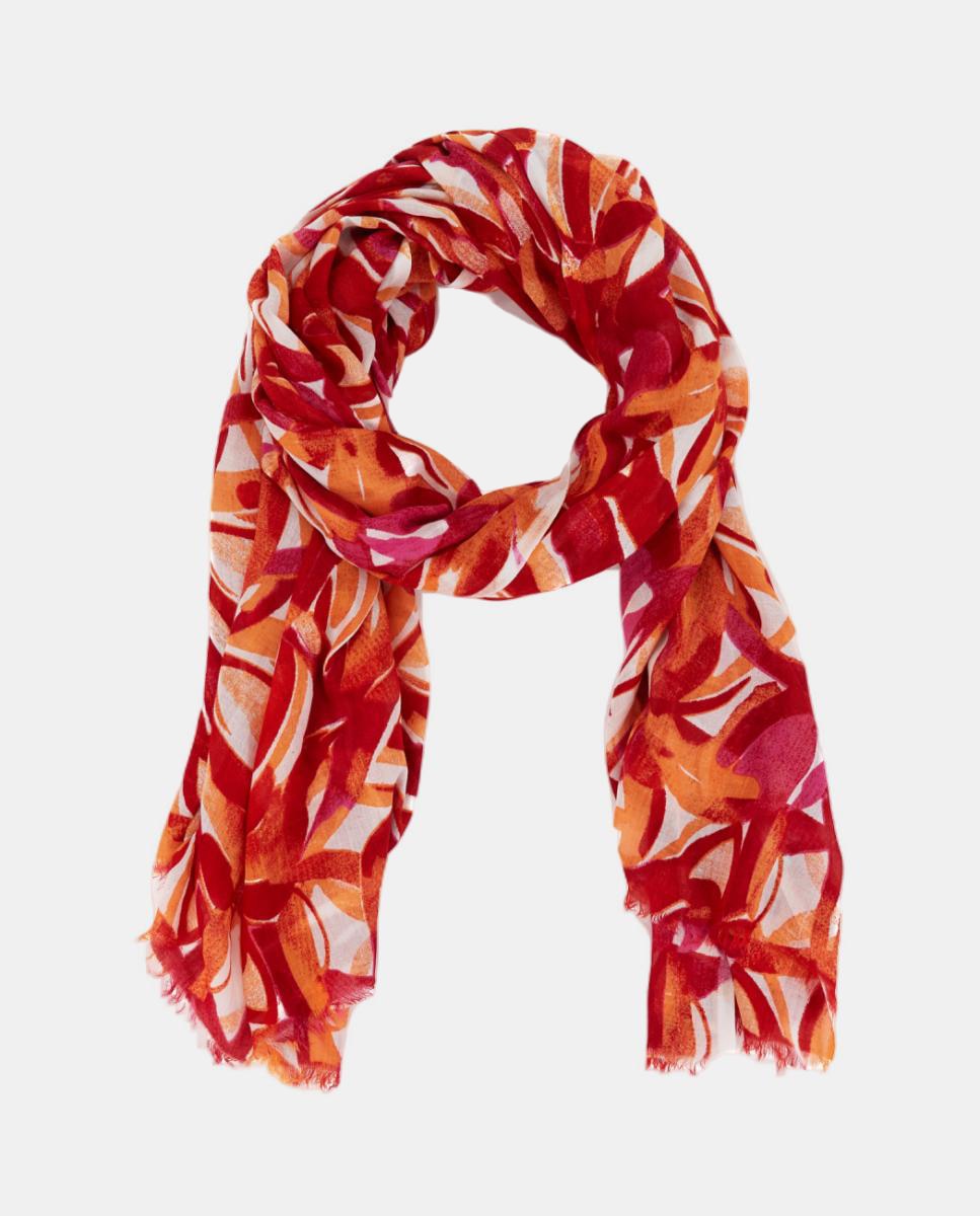 Lenço de Viscose com Estampado Abstrato Laranja-2