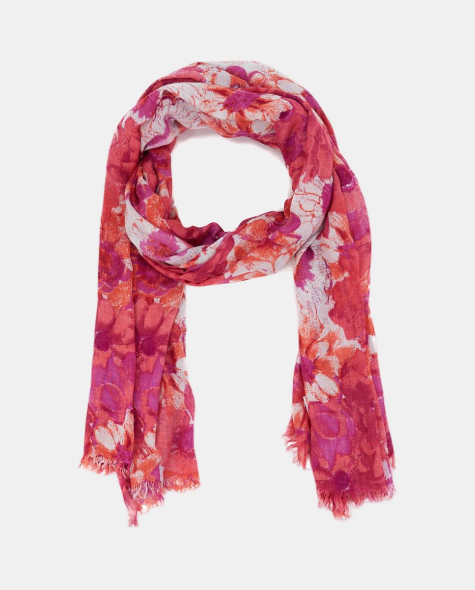 Lenço de Viscose com Estampado Floral Fúcsia-2