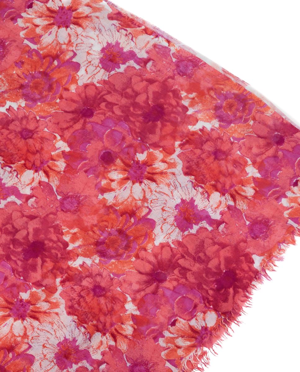Lenço de Viscose com Estampado Floral Fúcsia-3
