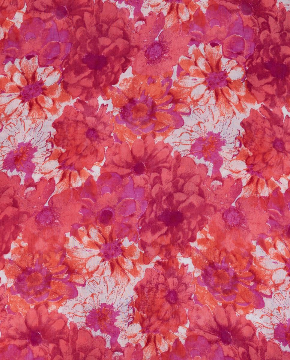 Lenço de Viscose com Estampado Floral Fúcsia-4