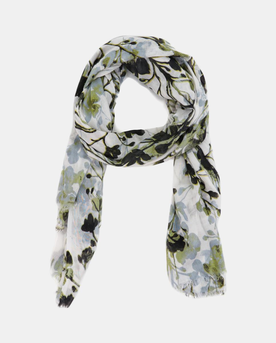 Lenço de Viscose com Estampado Floral Verde-2
